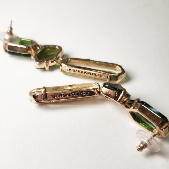 5/$100 SALE - BCBGMAXAZRIA Green Ombre Jewel Drop Earrings - Picture 4 of 4